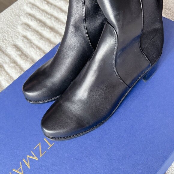 Stuart Weitzman City 5050 Block Heel Over The Knee OTK Black Leather Boots US7.5 - Picture 8 of 13